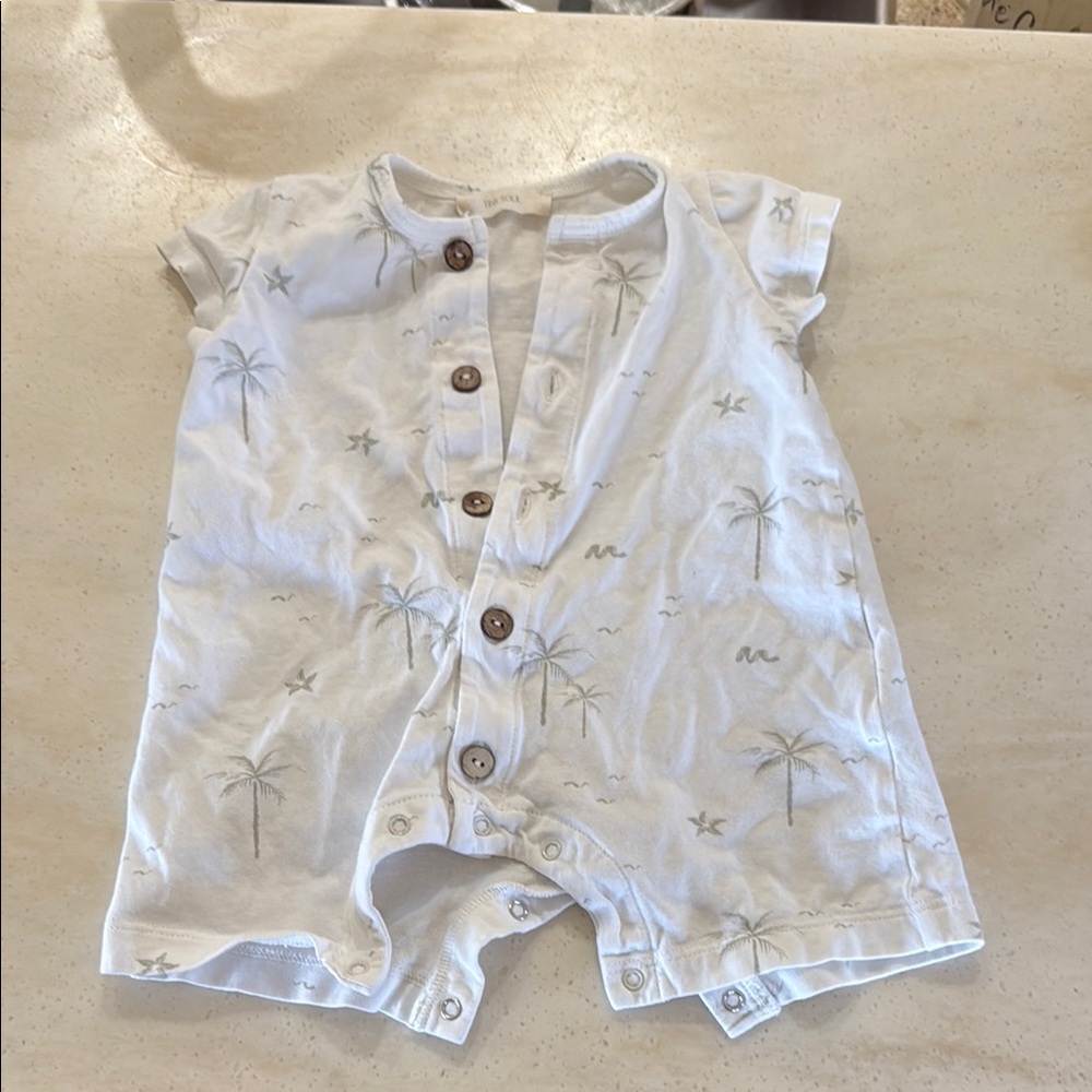 Tiny Soul White Baby Romper with Palm Print